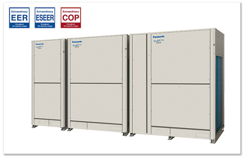 Panasonic Baureihe ECOi EX Panasonic VRF-Systeme der Baureihe ECOi EX mit herausragender Energieeffizienz bei Hochleistungsbetrieb (ESEER = 9,33 beim 8-PS-Gerät)