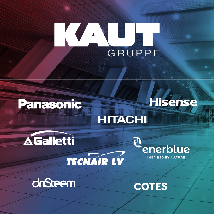 Die Markenpartner der Kaut-Gruppe:
Wärmepumpen und Klimatechnik von Panasonic, Hitachi und Hisense.
Wärmepumpen und Kaltwassersätze von Galletti und Enerblue.
Präzisionsklimatechnik von TecnAir.
Luftbefeuchtungstechnik von DriSteem.
Luftentfeuchtungstechnik von Cotes. Über die Kaut-Gruppe
